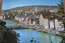 Zürich Limmatquai gegen Uni mit Tram