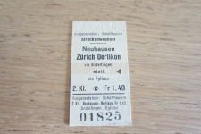 Billett Streckenwechsel Neuhausen-Zürich Oerlikon