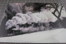 Dampfzug bei Valendas im Schnee 1997