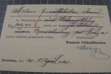 Postkarte Feldschlösschen Brauerei