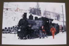 Schuls Scuol Dampfzug im Schnee 1991