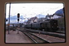 Spiez mit BLS Ce 4/4 mit Regionalzug, ca 1978