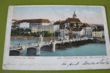 Basel alte Rheinbrücke mit Tram