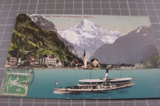 Flüelen mit Dampfschiff  